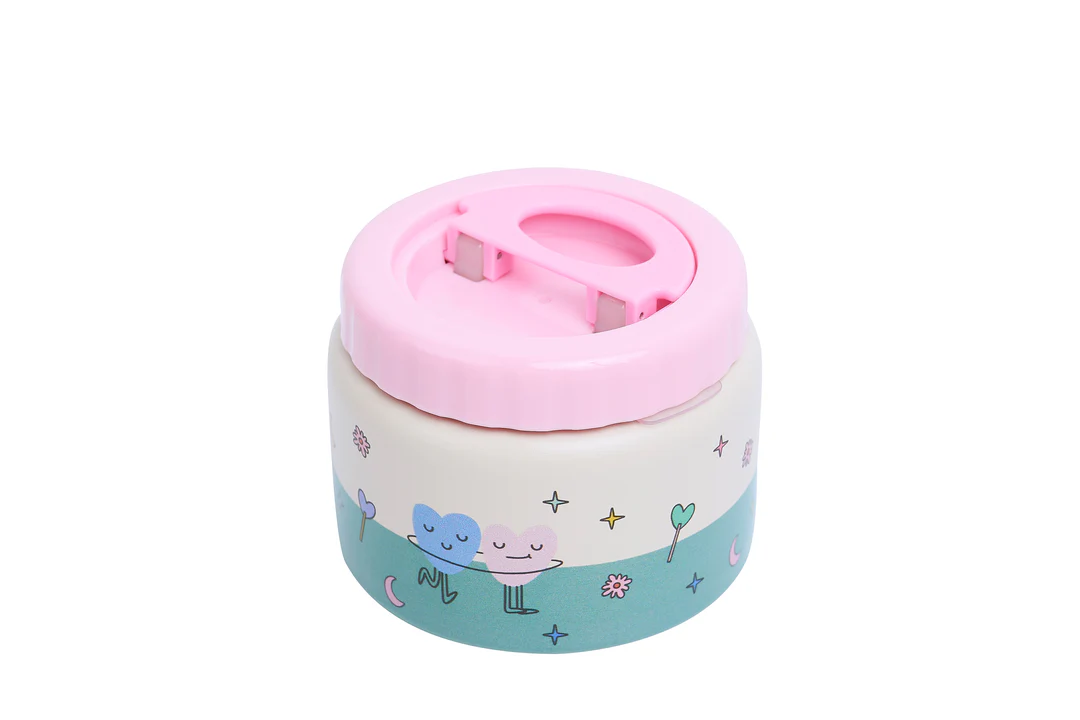 Termos obiadowy The Cotton Cloud – 350 ml, utrzymuje ciepło do 6 h, idealny do szkoły i przedszkola, wzór: serduszka