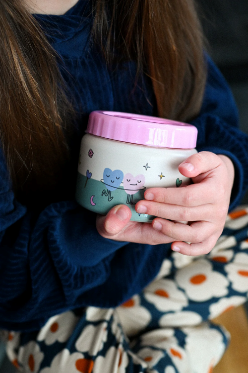 Termos obiadowy The Cotton Cloud – 350 ml, utrzymuje ciepło do 6 h, idealny do szkoły i przedszkola, wzór: serduszka