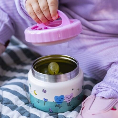 Termos obiadowy The Cotton Cloud – 350 ml, utrzymuje ciepło do 6 h, idealny do szkoły i przedszkola, wzór: serduszka