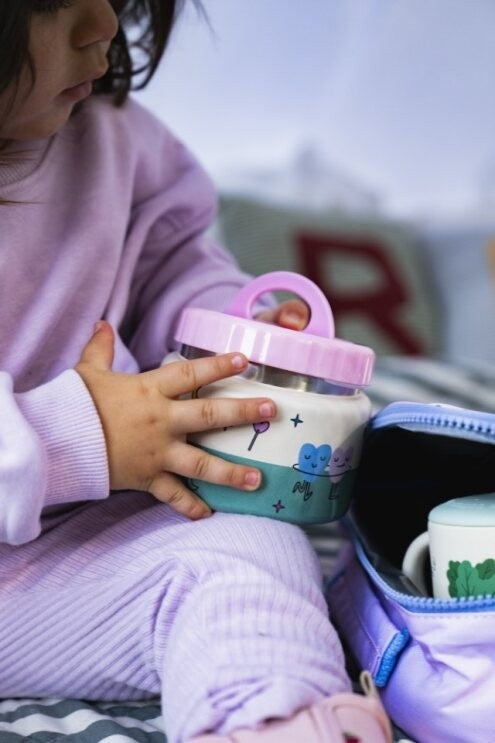 Termos obiadowy The Cotton Cloud – 350 ml, utrzymuje ciepło do 6 h, idealny do szkoły i przedszkola, wzór: serduszka