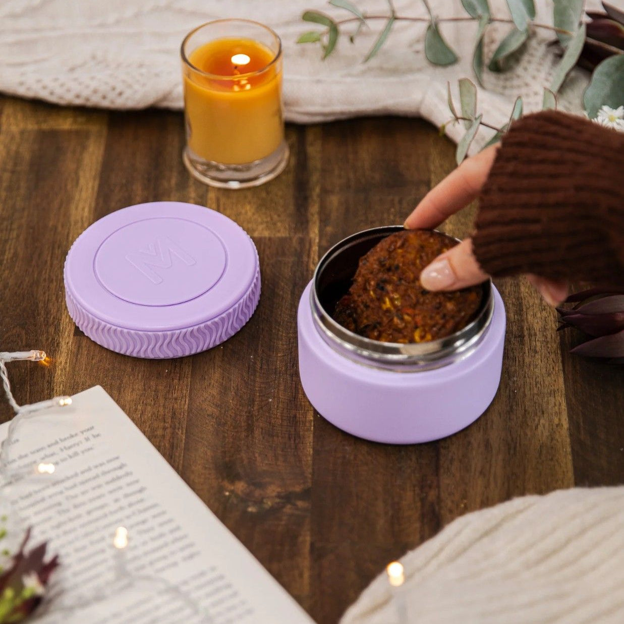 MontiiCo Food Jar Lilac 200 ml – termos dla dzieci, szczelny, utrzymuje ciepło do 5 h, idealny do szkoły, kolor: fioletowy