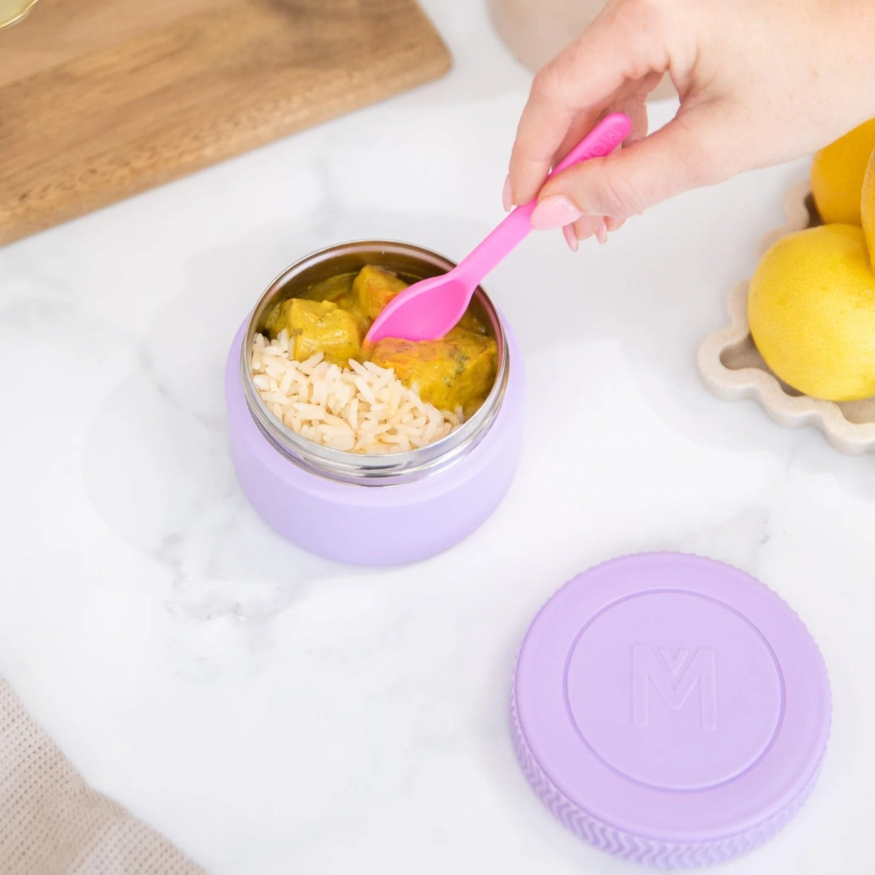 MontiiCo Food Jar Lilac 200 ml – termos dla dzieci, szczelny, utrzymuje ciepło do 5 h, idealny do szkoły, kolor: fioletowy