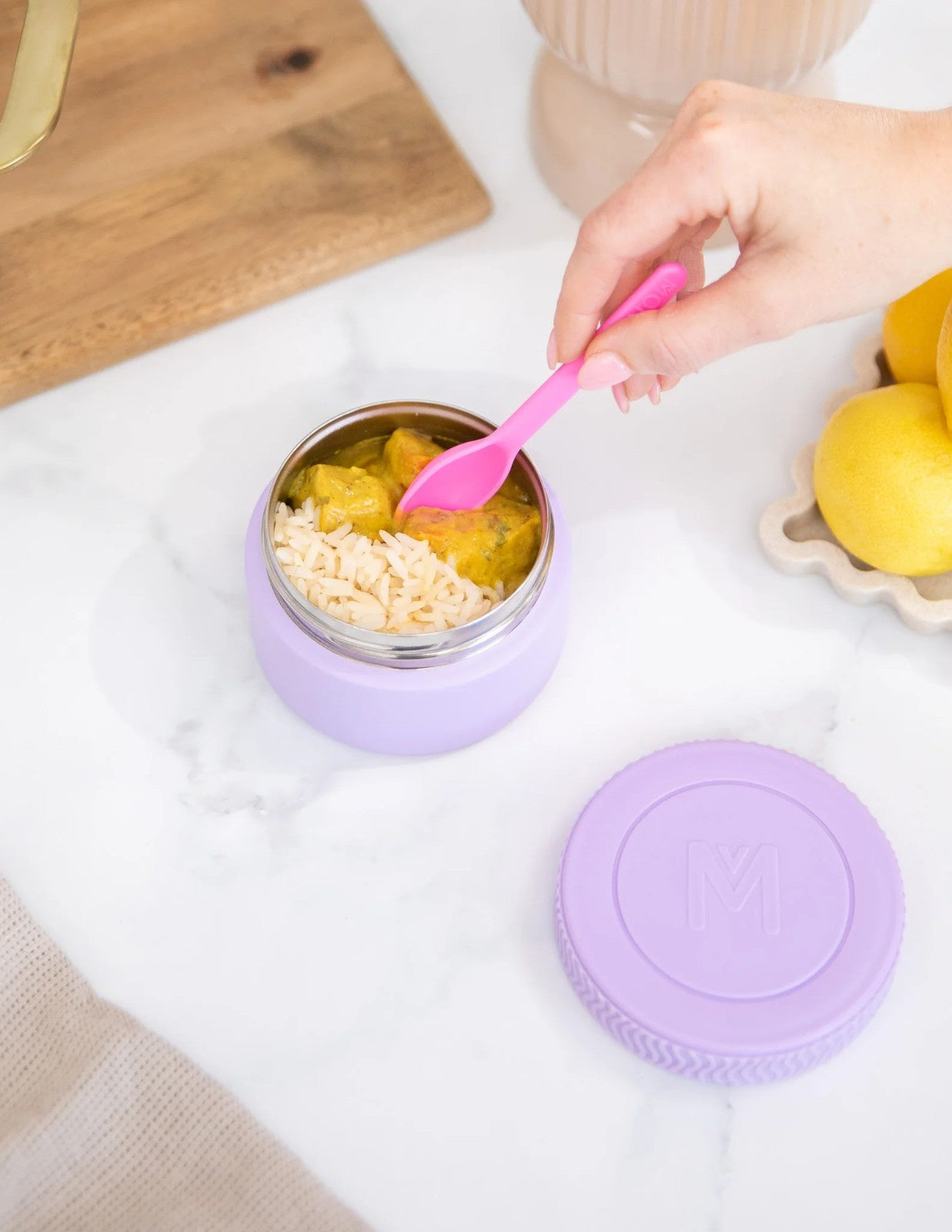 MontiiCo Food Jar Lilac 200 ml – termos dla dzieci, szczelny, utrzymuje ciepło do 5 h, idealny do szkoły, kolor: fioletowy