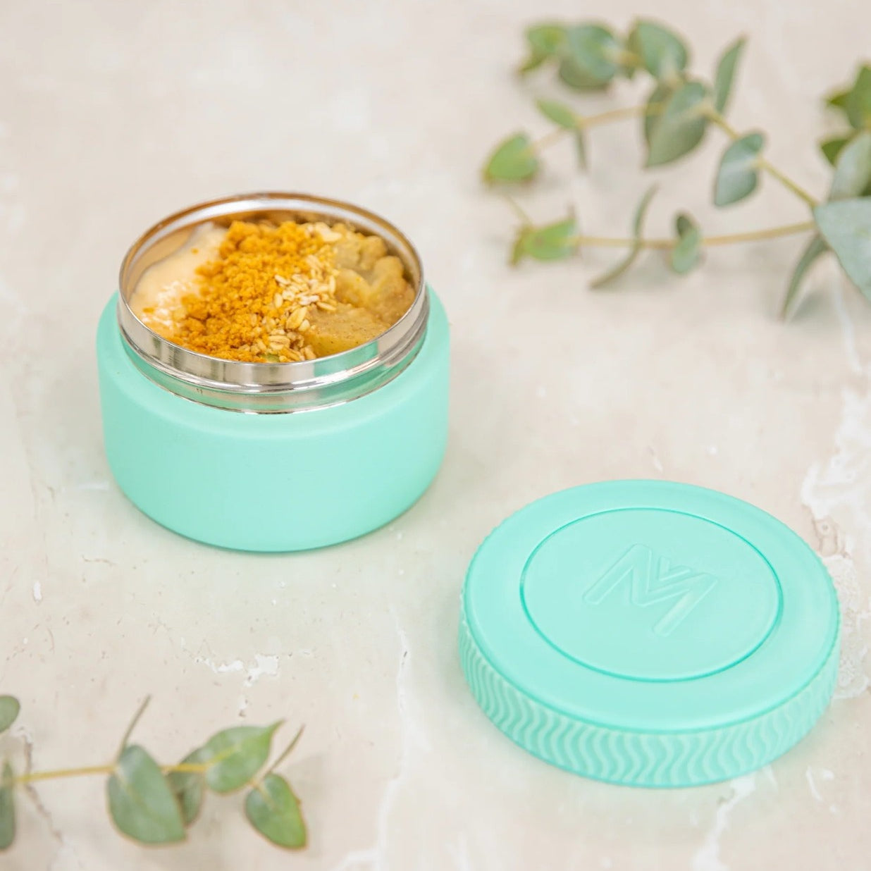 MontiiCo Food Jar Marine 200 ml – termos dla dzieci, szczelny, utrzymuje ciepło do 5 h, idealny do szkoły, kolor: zielony / morski