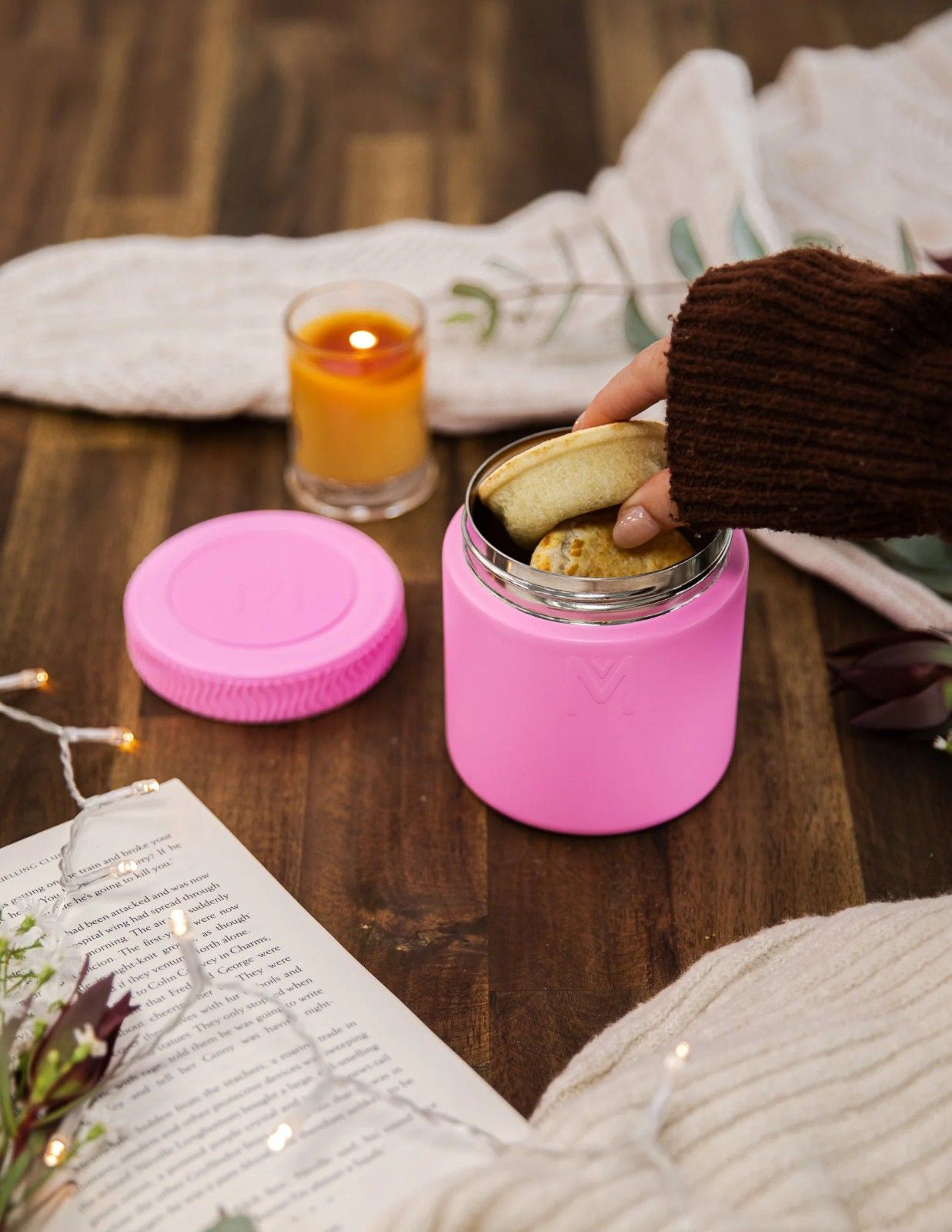 MontiiCo Food Jar Floss 400 ml – termos dla dzieci, szczelny, utrzymuje ciepło do 7 h, idealny do szkoły, kolor: różowy