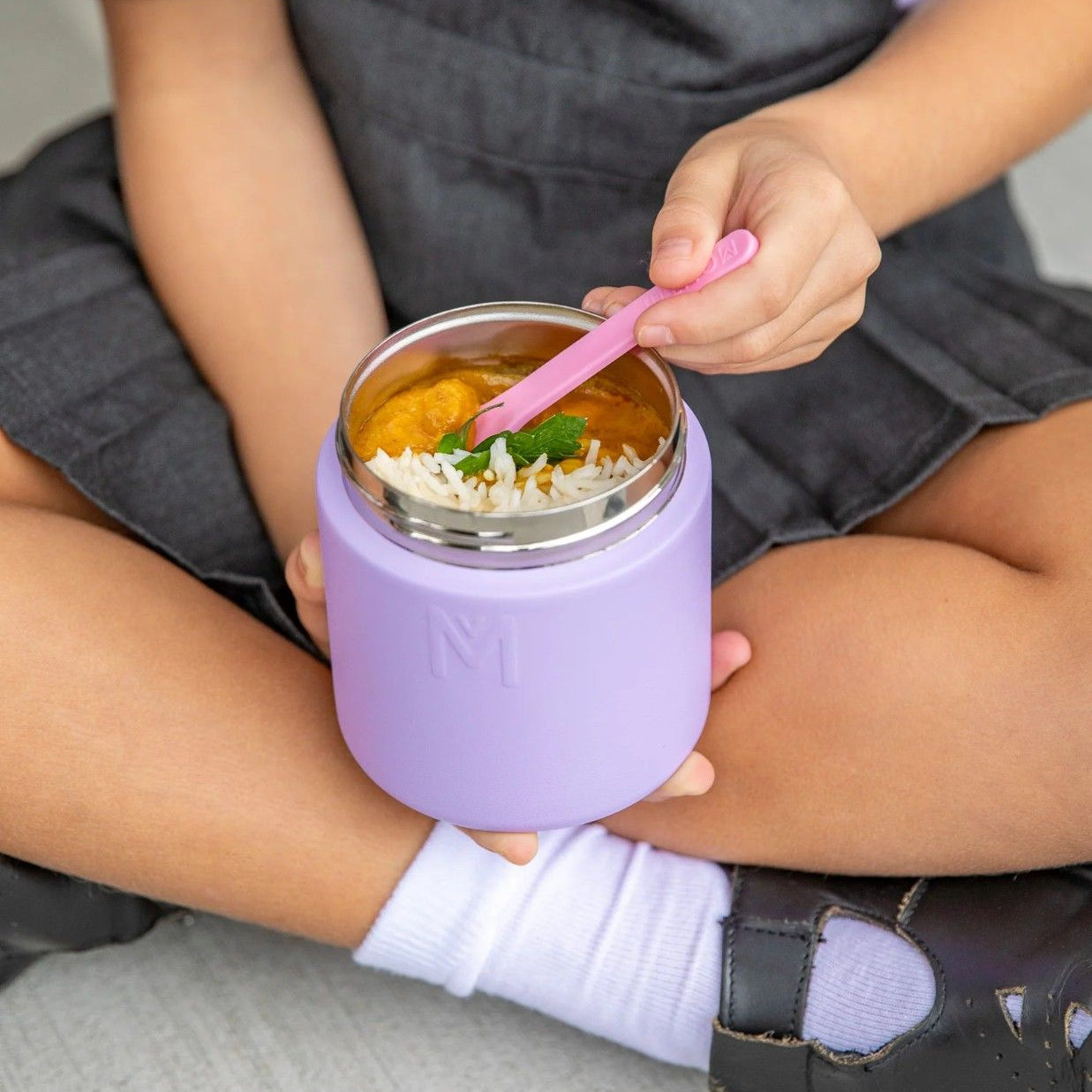 MontiiCo Food Jar Lilac 400 ml – termos dla dzieci, szczelny, utrzymuje ciepło do 7 h, idealny do szkoły, kolor: fioletowy