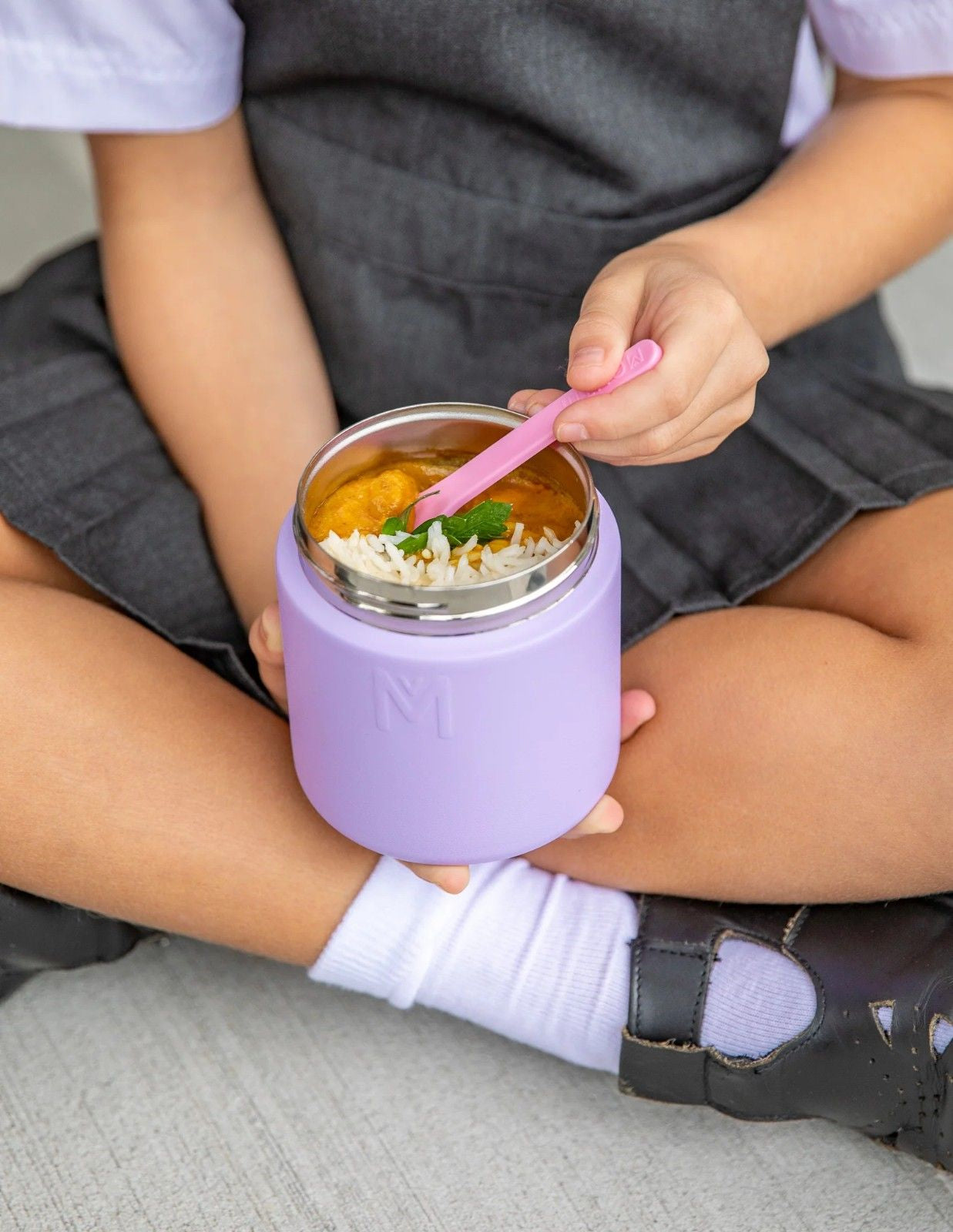 MontiiCo Food Jar Lilac 400 ml – termos dla dzieci, szczelny, utrzymuje ciepło do 7 h, idealny do szkoły, kolor: fioletowy