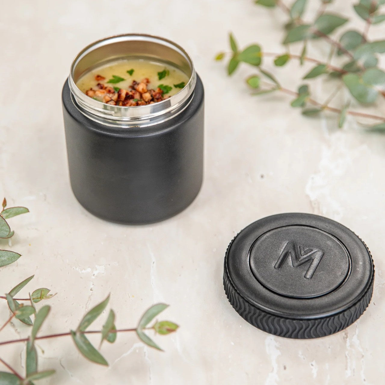 MontiiCo Food Jar Midnight 400 ml – termos dla dzieci, szczelny, utrzymuje ciepło do 7 h, idealny do szkoły, kolor: czarny