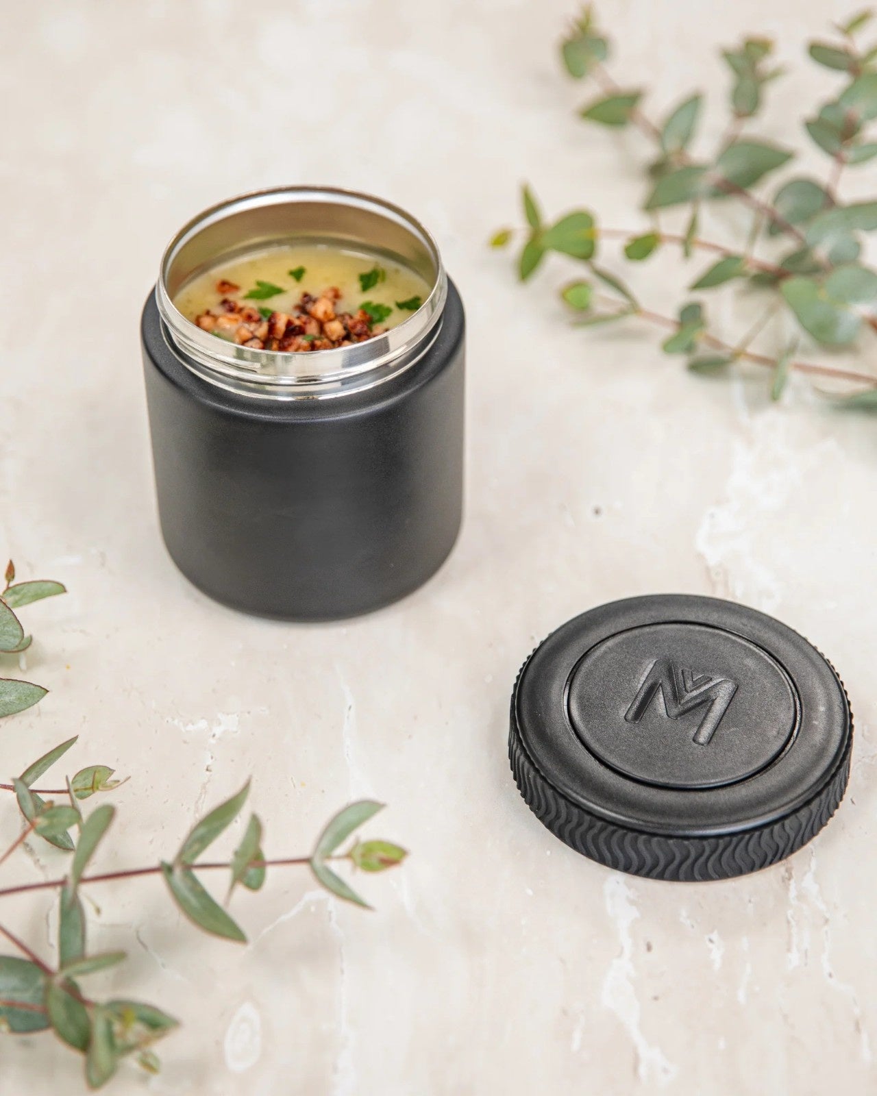 MontiiCo Food Jar Midnight 400 ml – termos dla dzieci, szczelny, utrzymuje ciepło do 7 h, idealny do szkoły, kolor: czarny