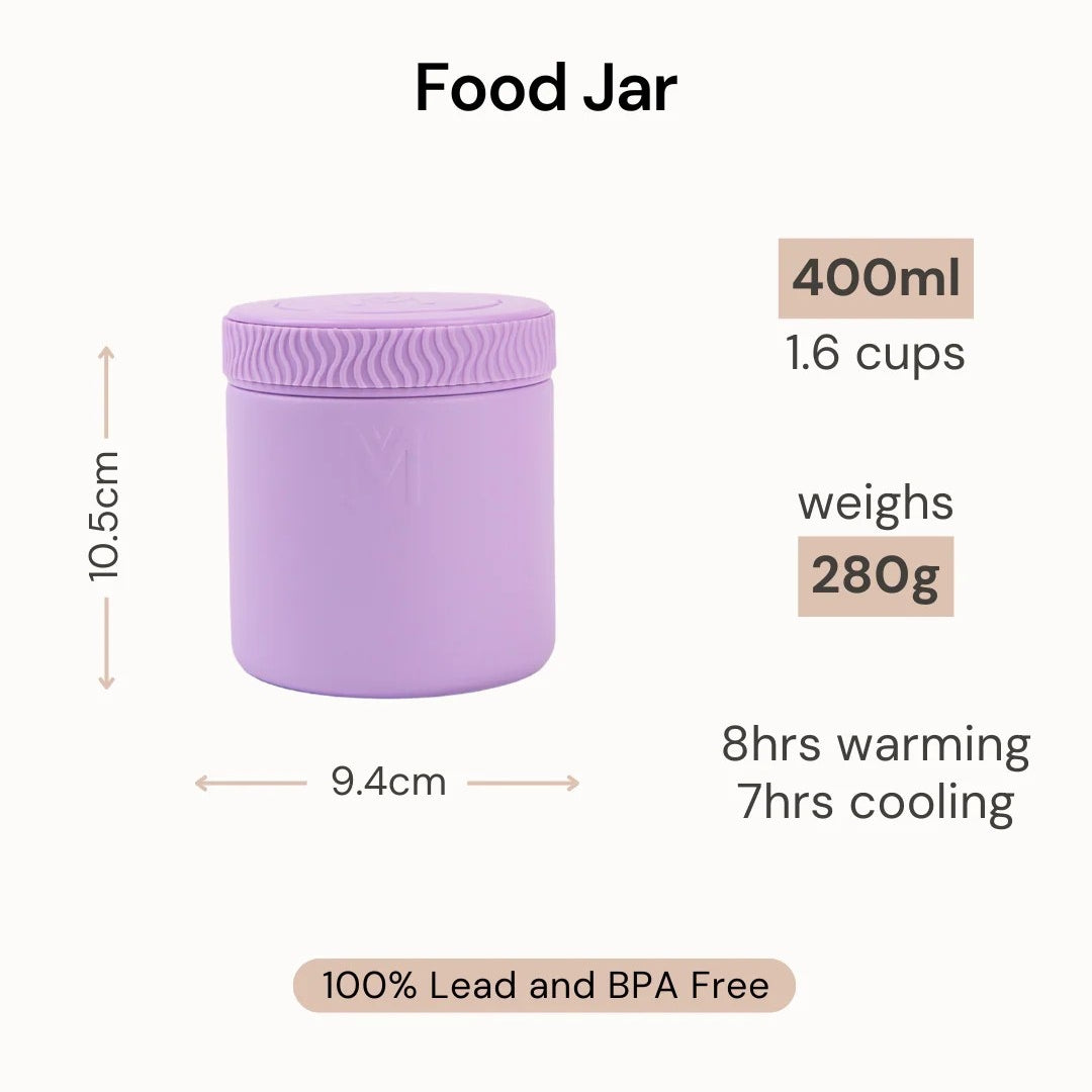 MontiiCo Food Jar Midnight 400 ml – termos dla dzieci, szczelny, utrzymuje ciepło do 7 h, idealny do szkoły, kolor: czarny