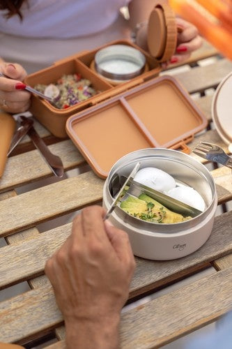 Termos obiadowy Citron 400 ml Beige z podziałką – stal nierdzewna, szczelny, beżowy, bez BPA, ciepło do 5h, zimno do 7h