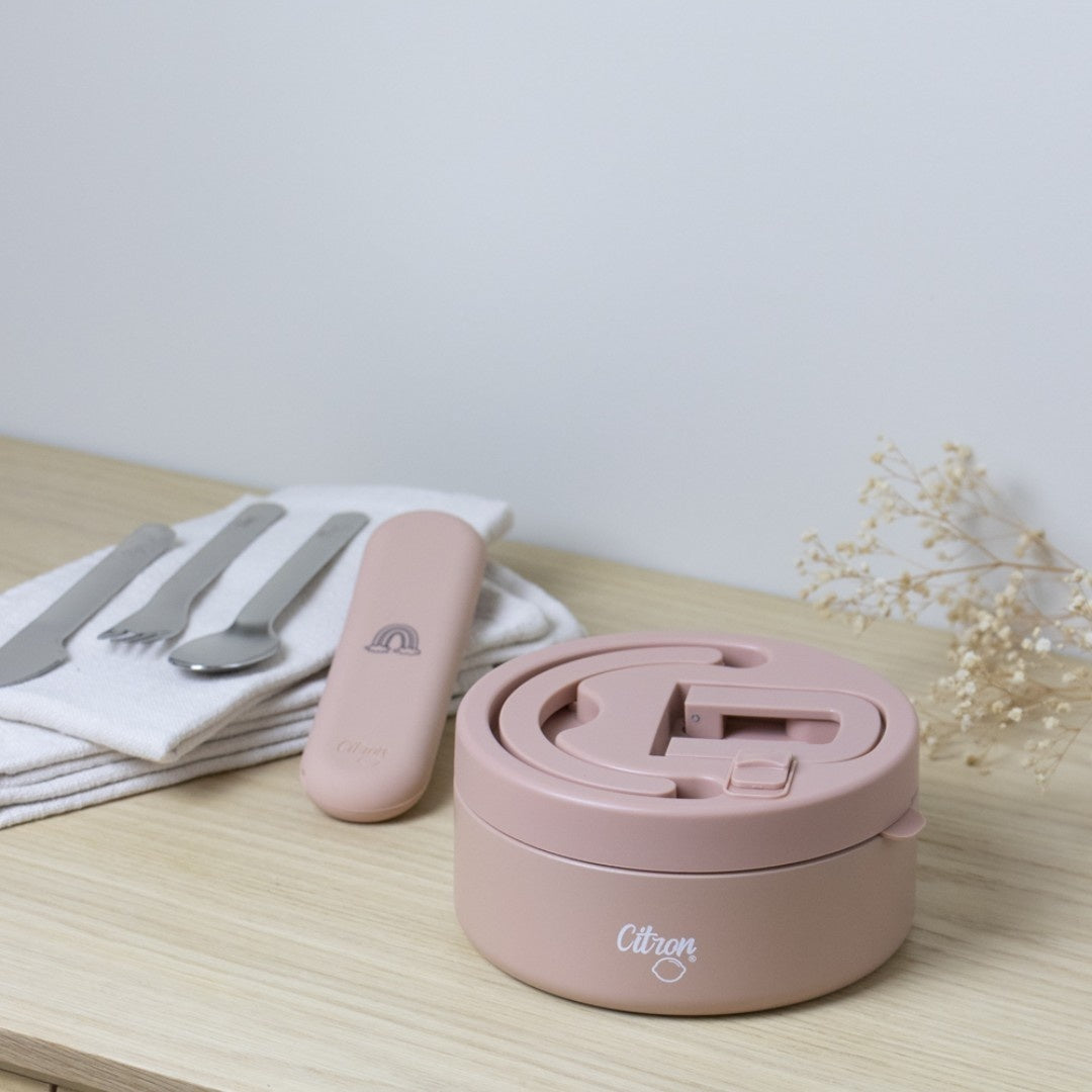 Termos obiadowy Citron 400 ml Blush Pink z podziałką – stal nierdzewna, szczelny, bez BPA, ciepło do 5h, zimno do 7h