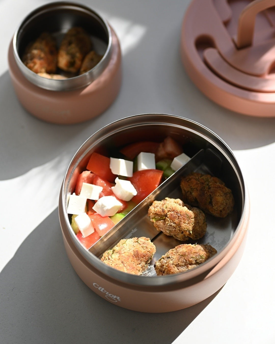 Termos obiadowy Citron 400 ml Blush Pink z podziałką – stal nierdzewna, szczelny, bez BPA, ciepło do 5h, zimno do 7h