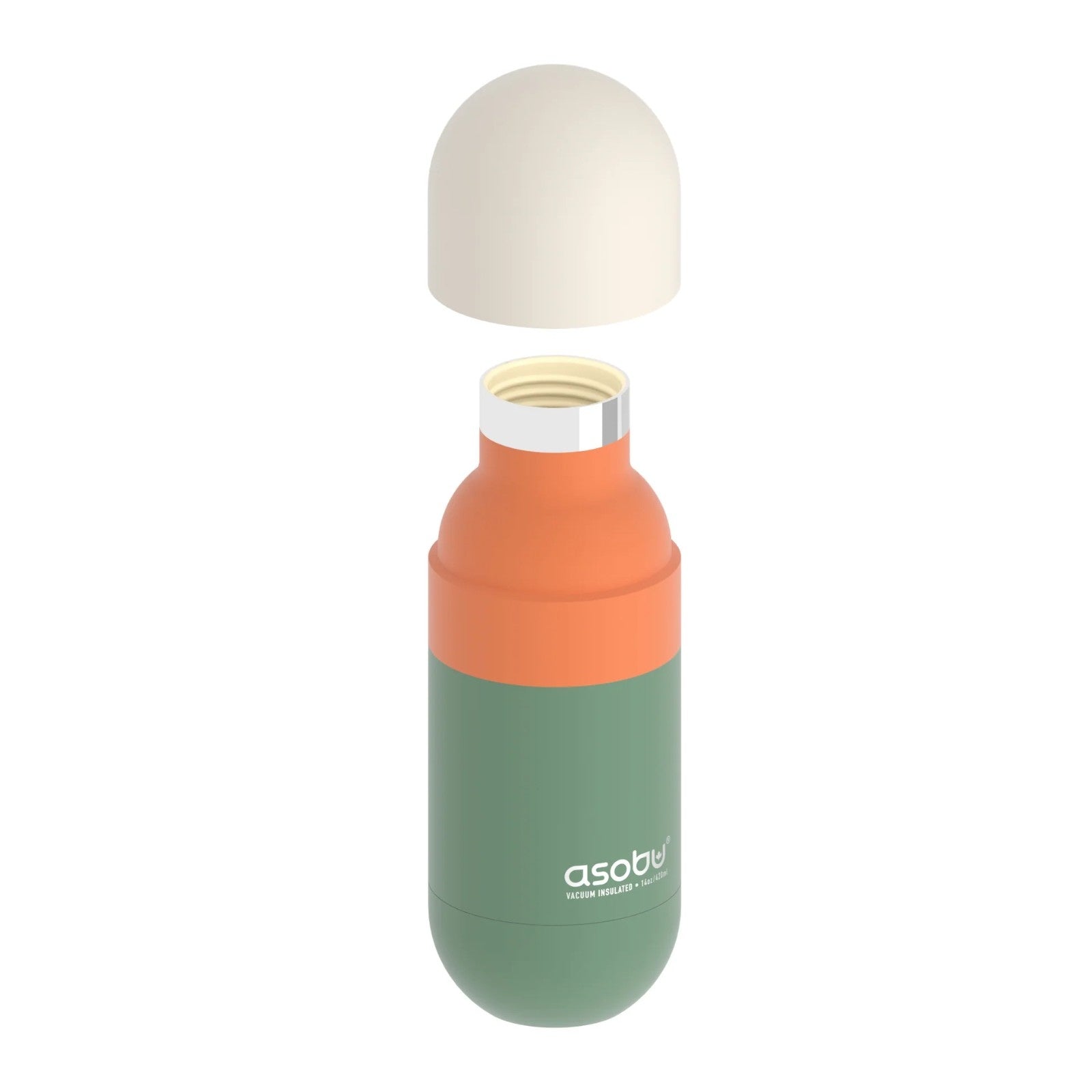 Termos z kubkiem Asobu Orb 420ml Pastel Green, 100% szczelna butelka do torebki i plecaka
