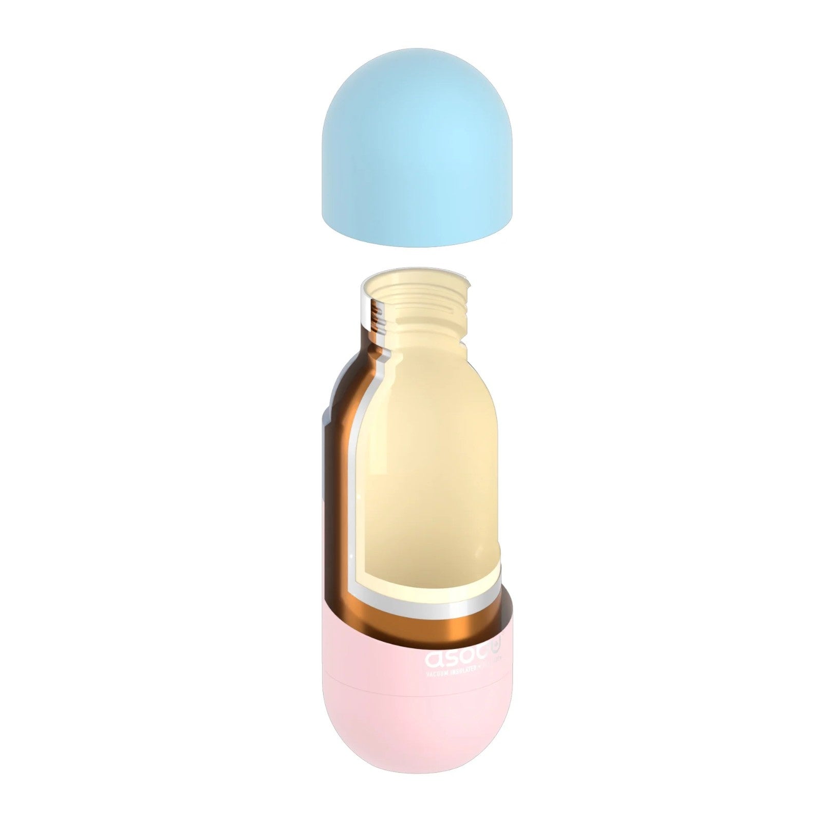 Różowy termos Asobu Orb z izolacją próżniową i warstwą miedzi