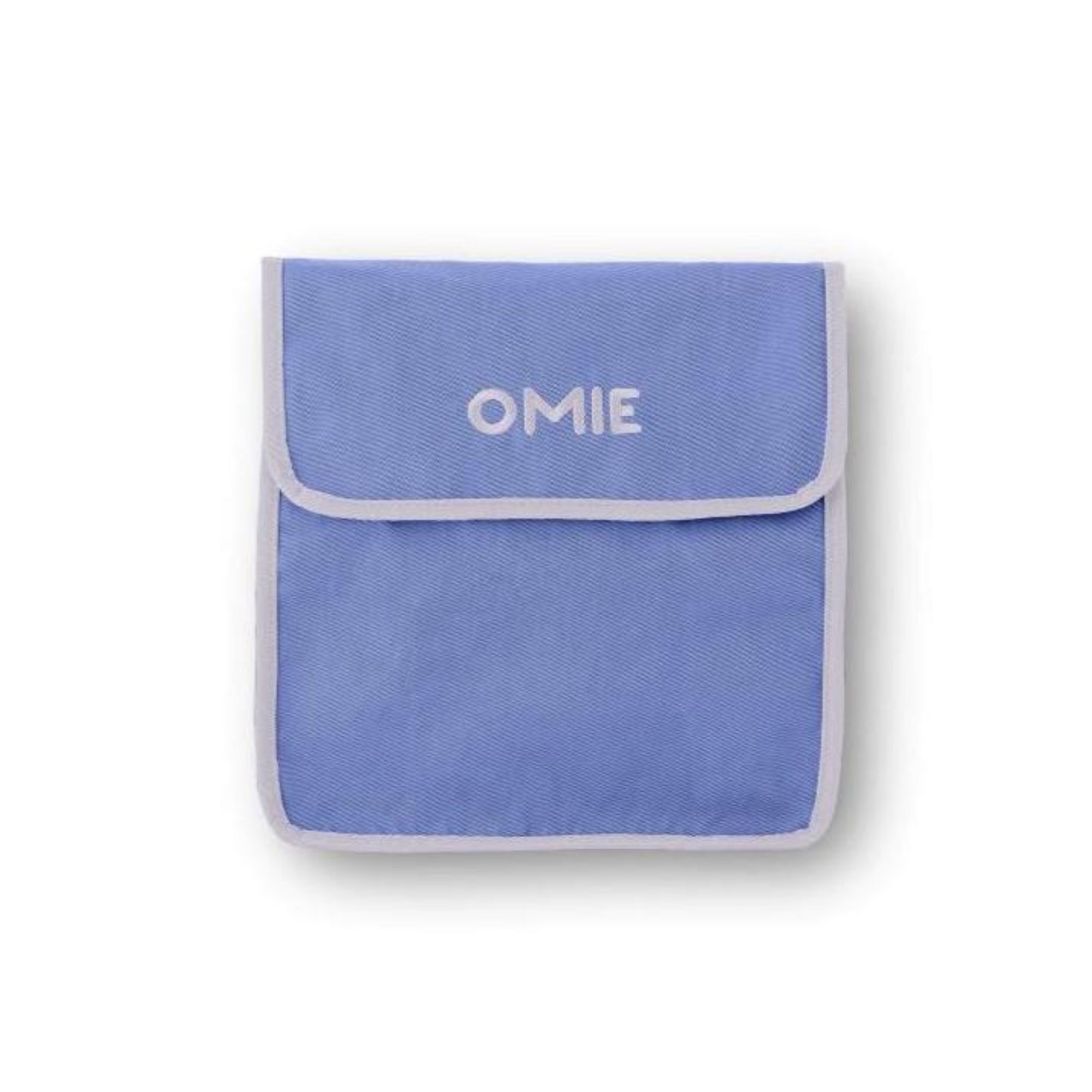 Fioletowa torba lunchowa dla dzieci OmieTote – wodoodporna, składana, z kieszeniami i paskiem na ramię.