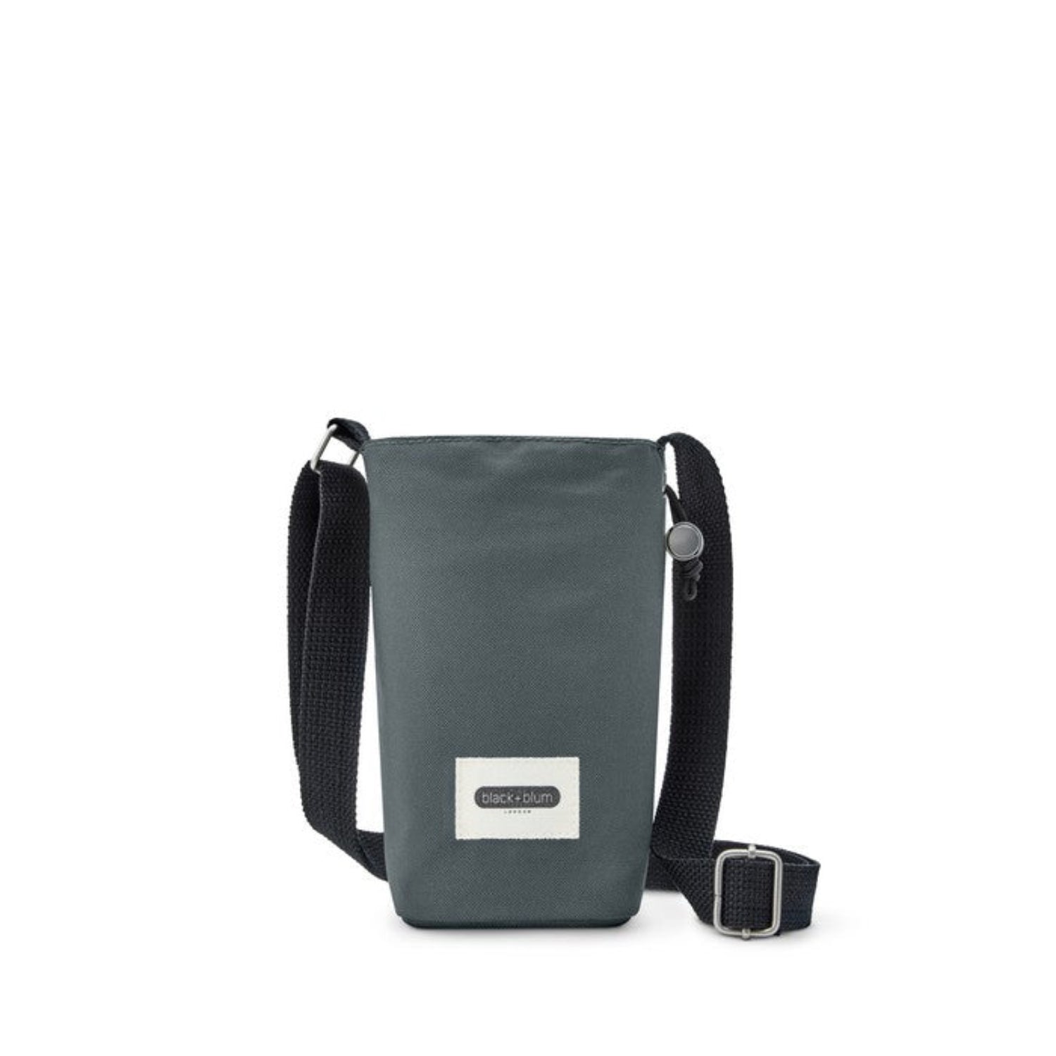 Szara torba Black+Blum na butelkę – praktyczna, stylowa, z kieszonką i termoizolacją, idealna na spacery i podróże