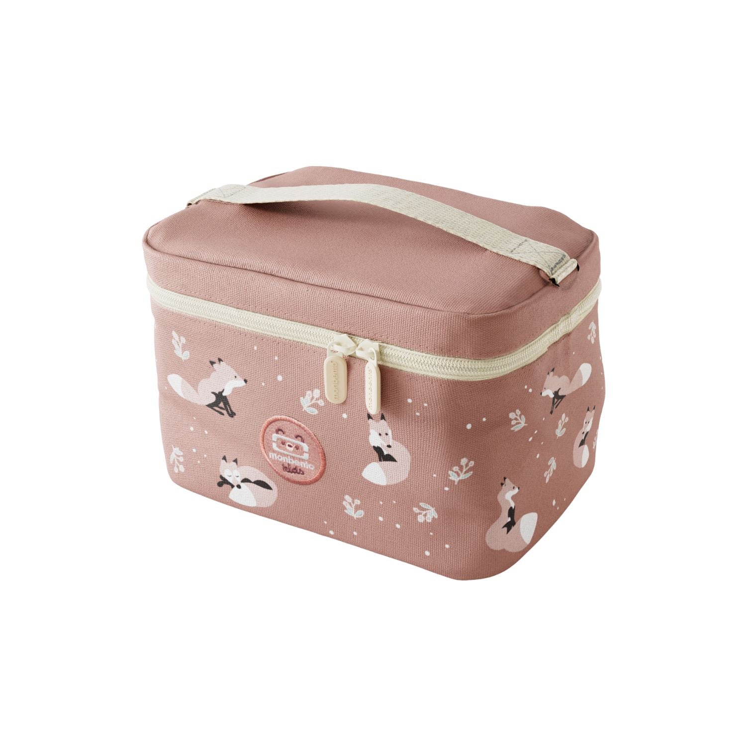 Torba termiczna Monbento Frosty Cinnamon Fox – 5L pojemności, izolacja, łatwe otwieranie, z kieszonką. Na lunch, bidon i przekąski, wzór: lisy