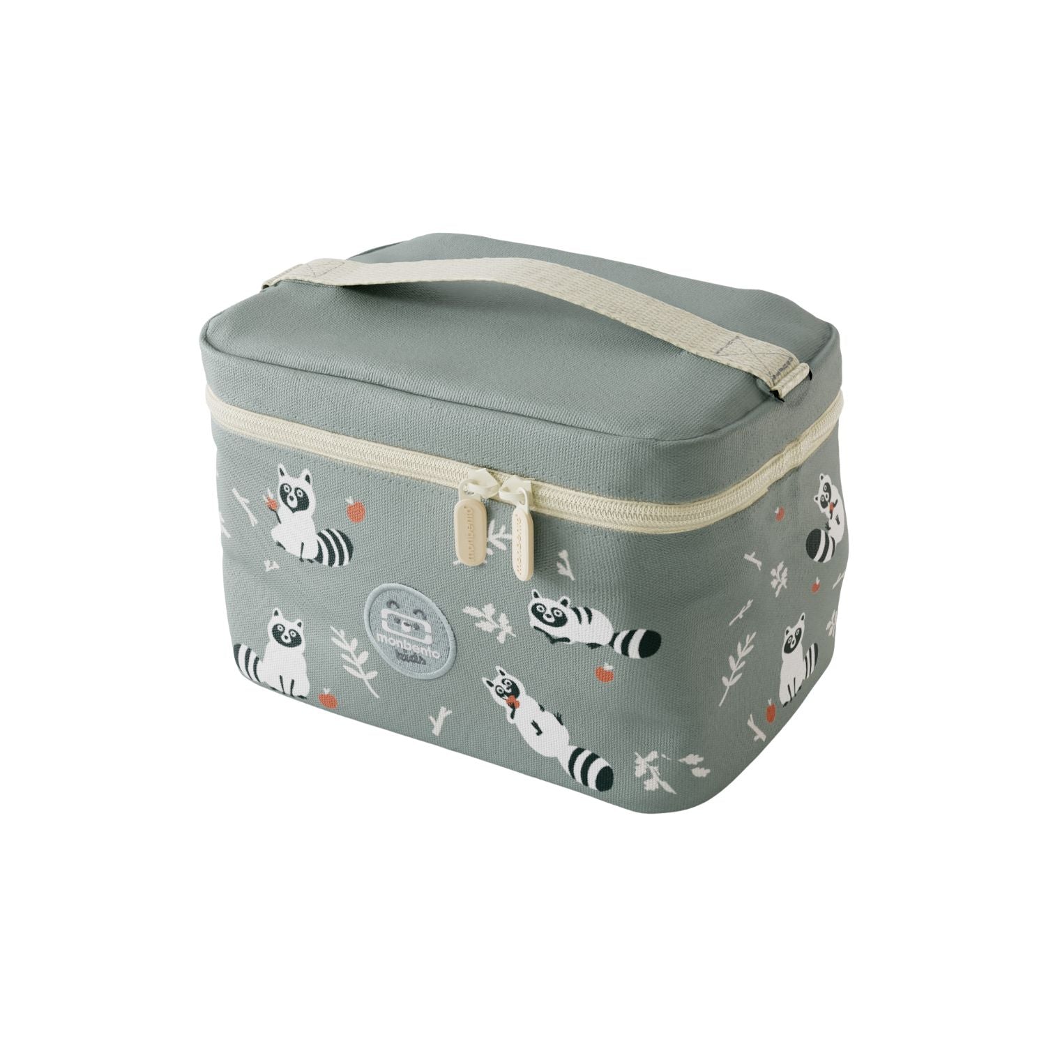 Torba termiczna Monbento Frosty Racoon  – 5L pojemności, izolacja, łatwe otwieranie, z kieszonką. Na lunch, bidon i przekąski, wzór: szopy