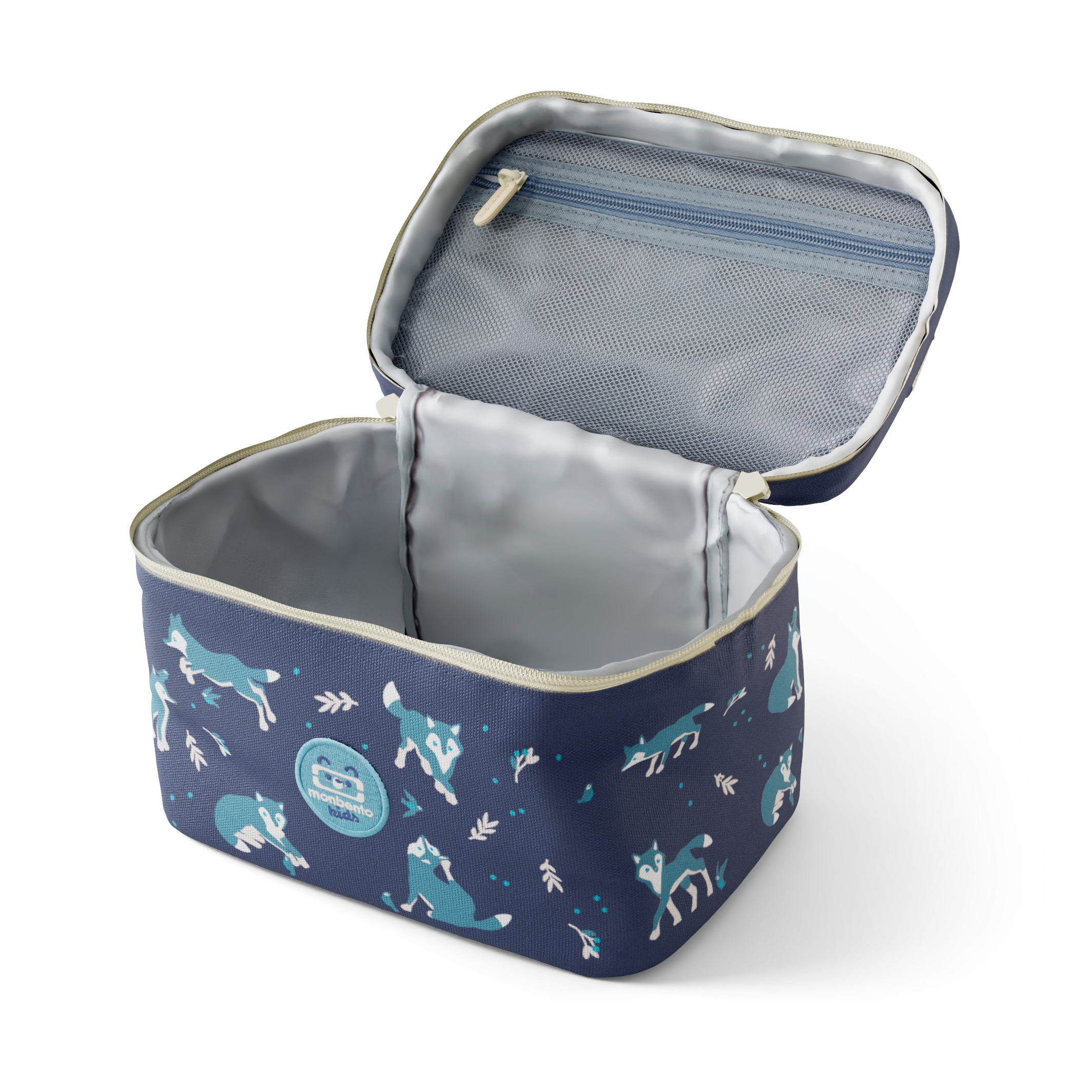 Torba termiczna Monbento Frosty Wolf – 5L pojemności, izolacja, łatwe otwieranie, z kieszonką. Na lunch, bidon i przekąski, wzór: wilki