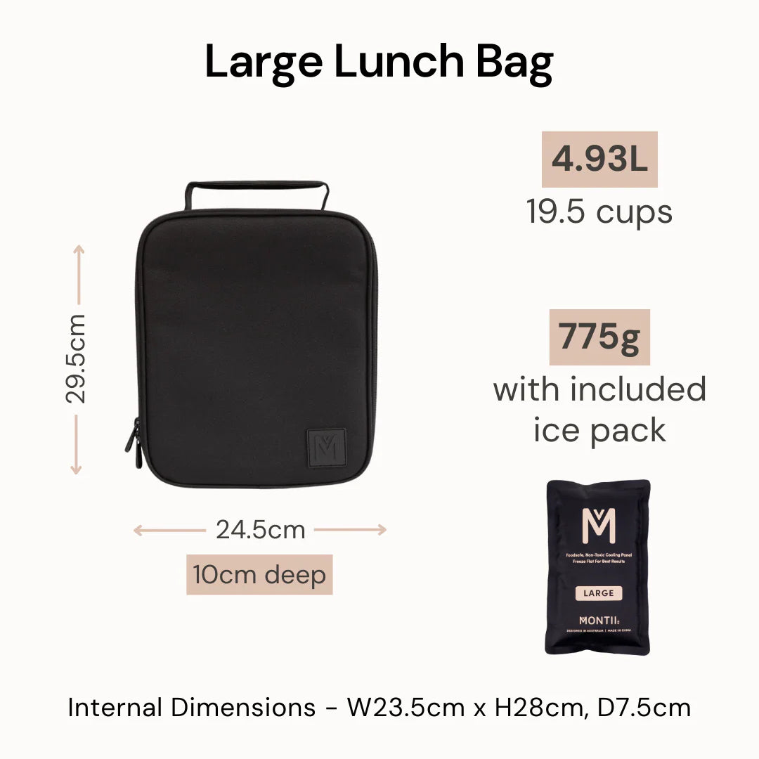 Torba termiczna MontiiCo Construction L – dwie komory, wkład chłodzący, wodoodporna i trwała, wzór: pojazdy