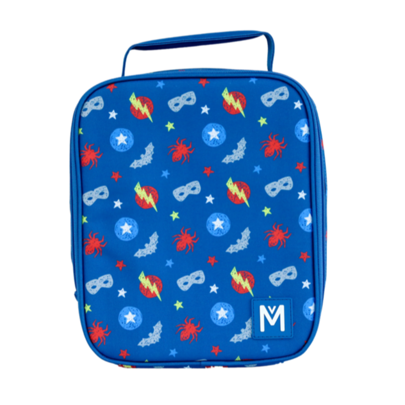 Torba termiczna MontiiCo Superhero L – dwie komory, wkład chłodzący, wodoodporna i trwała, kolor: niebieski