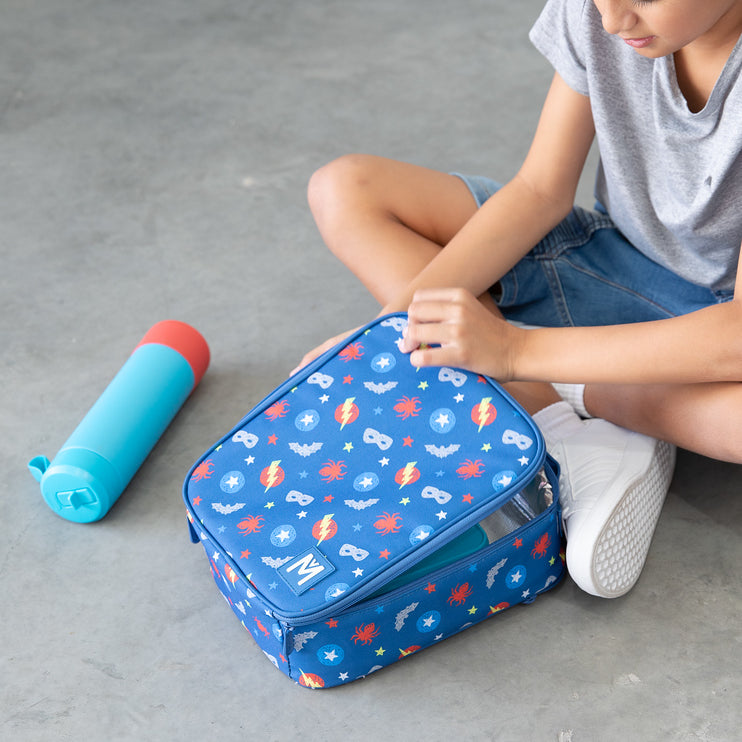 Torba termiczna MontiiCo Superhero L – dwie komory, wkład chłodzący, wodoodporna i trwała, kolor: niebieski