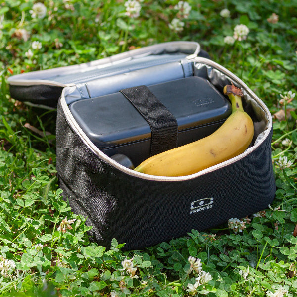 Monbento Arctic Black Onyx – torba termiczna do lunchboxa, utrzymuje temperaturę posiłków, lekka i stylowa do pracy, szkoły i podróży, kolor: czarny