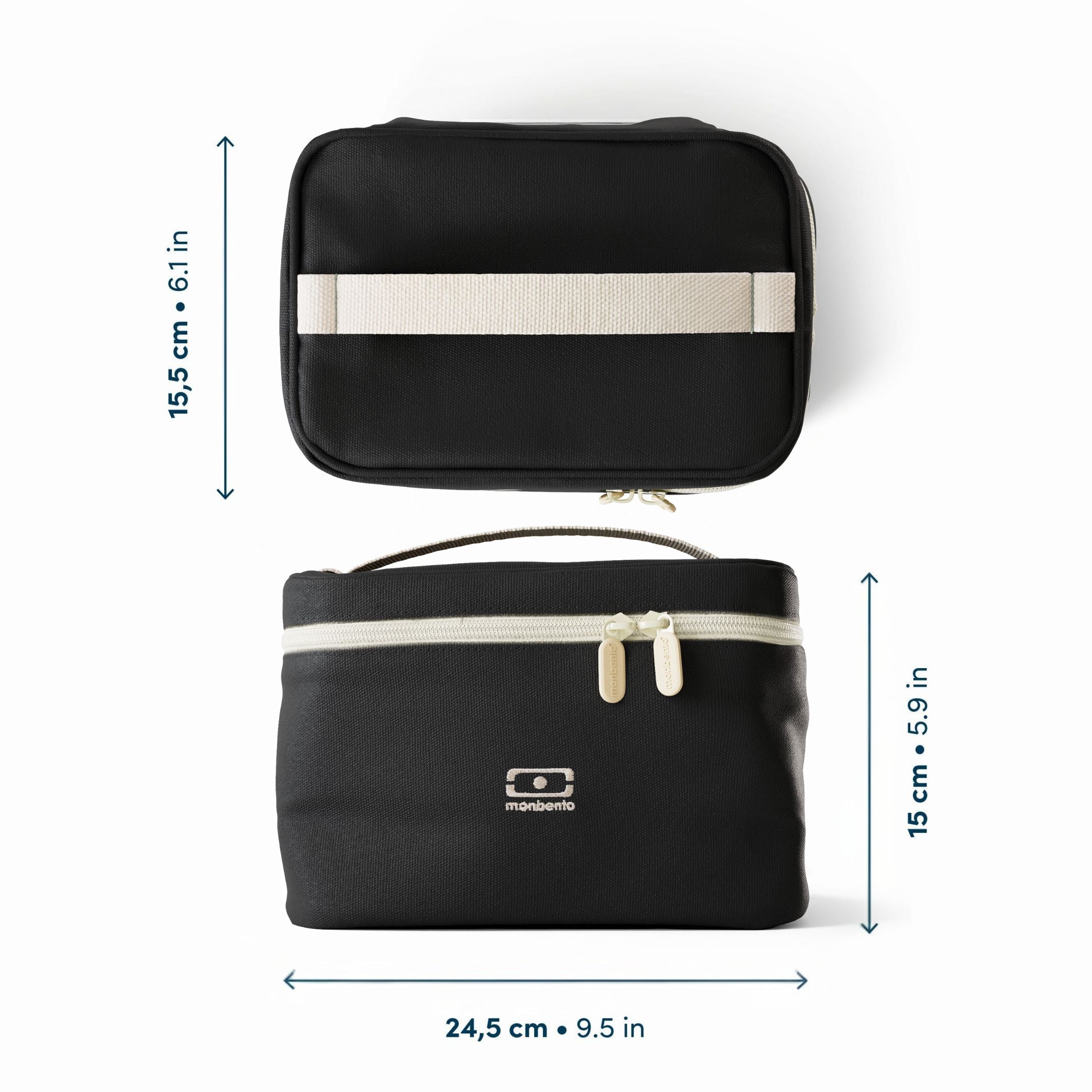 Monbento Arctic Black Onyx – torba termiczna do lunchboxa, utrzymuje temperaturę posiłków, lekka i stylowa do pracy, szkoły i podróży, kolor: czarny