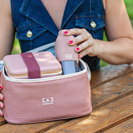 Monbento Arctic Pink Moka – torba termiczna do lunchboxa, utrzymuje temperaturę posiłków, lekka i stylowa do pracy, szkoły i podróży, kolor: różowy