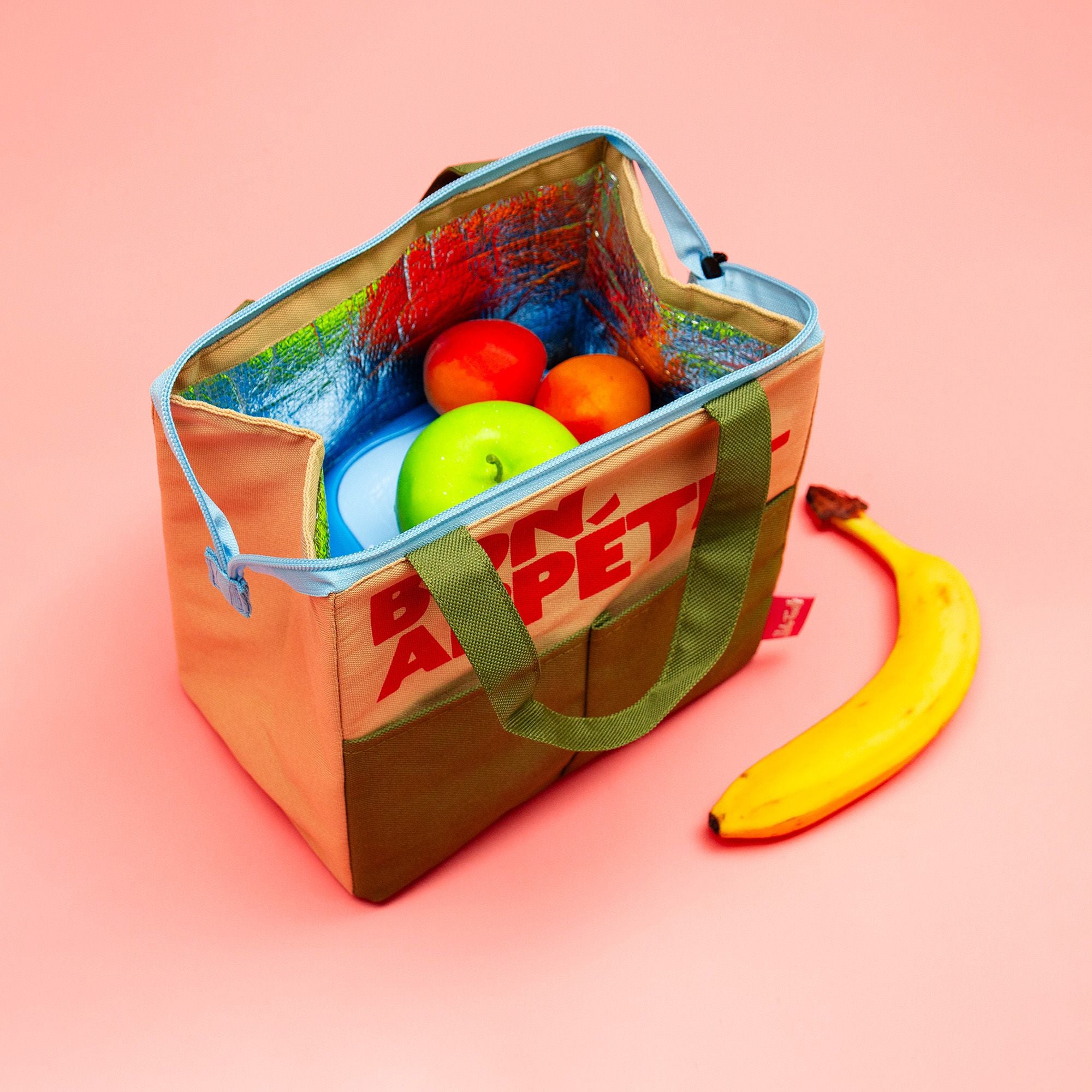 Torba termiczna na lunch Bon Appetit od Helio Ferretti – zielona, z zamkiem i kieszonkami na dodatki