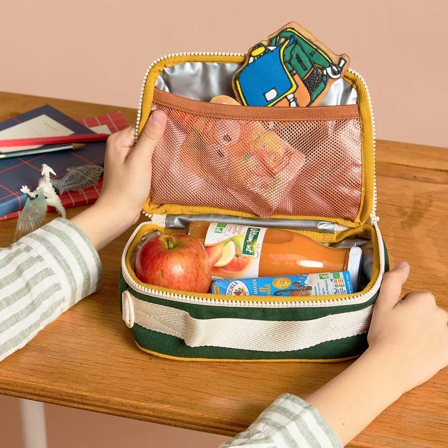 Torba termiczna z paskiem Elsa Hindbag - wygodna, eko, trwala, w stylu retro, izolacja termiczna, 100% bawełna organiczna, kolor: niebieski