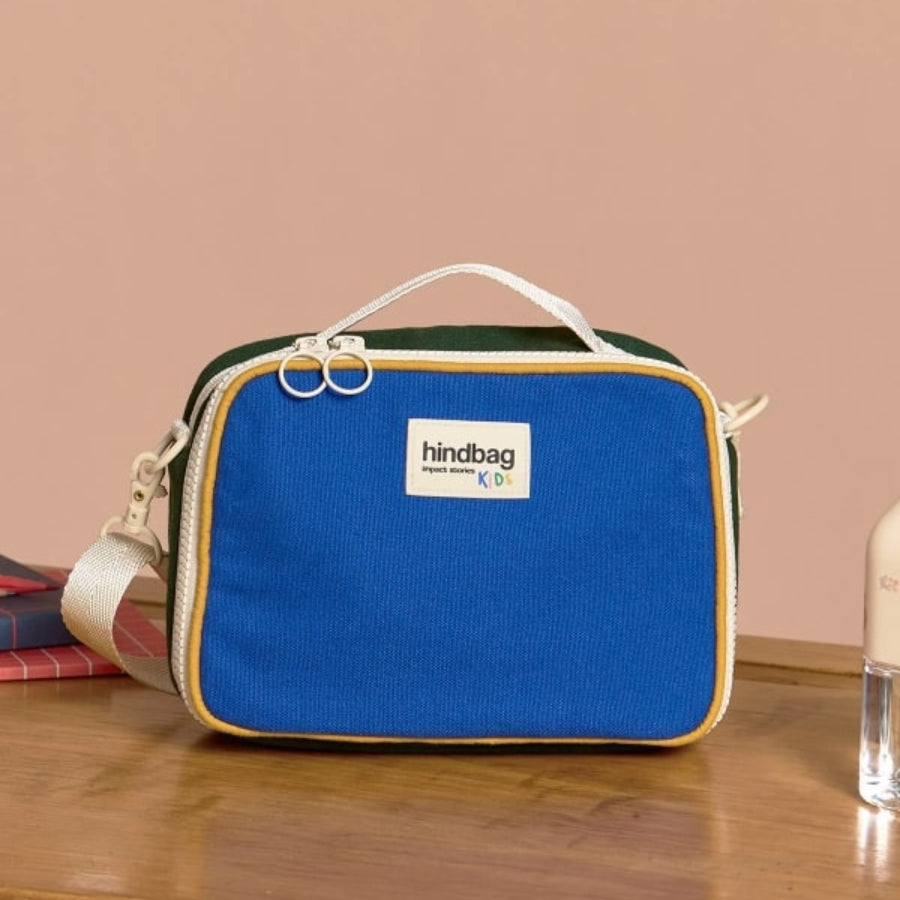 Torba termiczna z paskiem Elsa Hindbag - wygodna, eko, trwala, w stylu retro, izolacja termiczna, 100% bawełna organiczna, kolor: niebieski