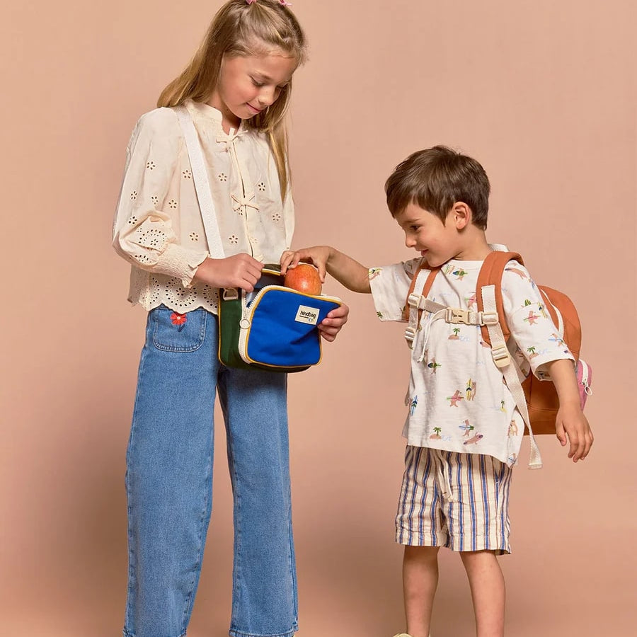 Torba termiczna z paskiem Elsa Hindbag - wygodna, eko, trwala, w stylu retro, izolacja termiczna, 100% bawełna organiczna, kolor: niebieski