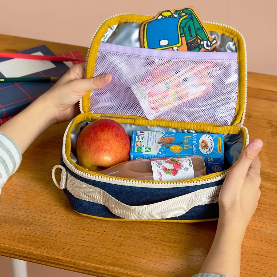 Torba termiczna z paskiem Elsa Hindbag - wygodna, eko, trwala, w stylu retro, izolacja termiczna, 100% bawełna organiczna, kolor: fioletowy