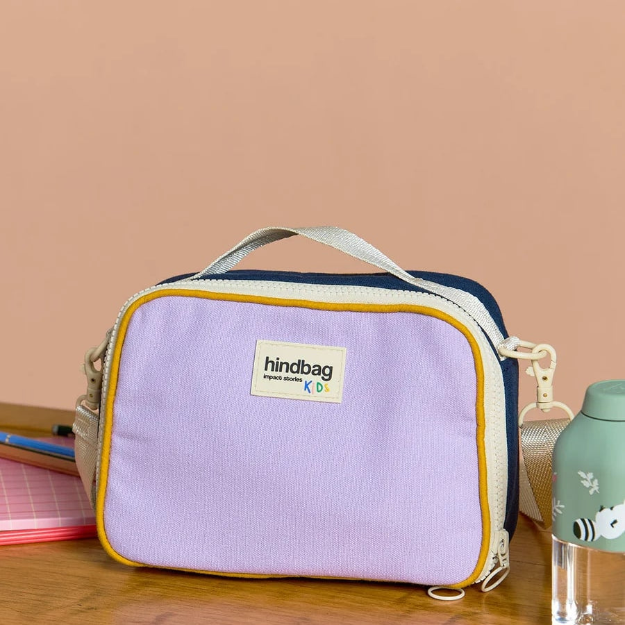 Torba termiczna z paskiem Elsa Hindbag - wygodna, eko, trwala, w stylu retro, izolacja termiczna, 100% bawełna organiczna, kolor: fioletowy