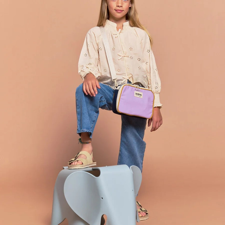 Torba termiczna z paskiem Elsa Hindbag - wygodna, eko, trwala, w stylu retro, izolacja termiczna, 100% bawełna organiczna, kolor: fioletowy