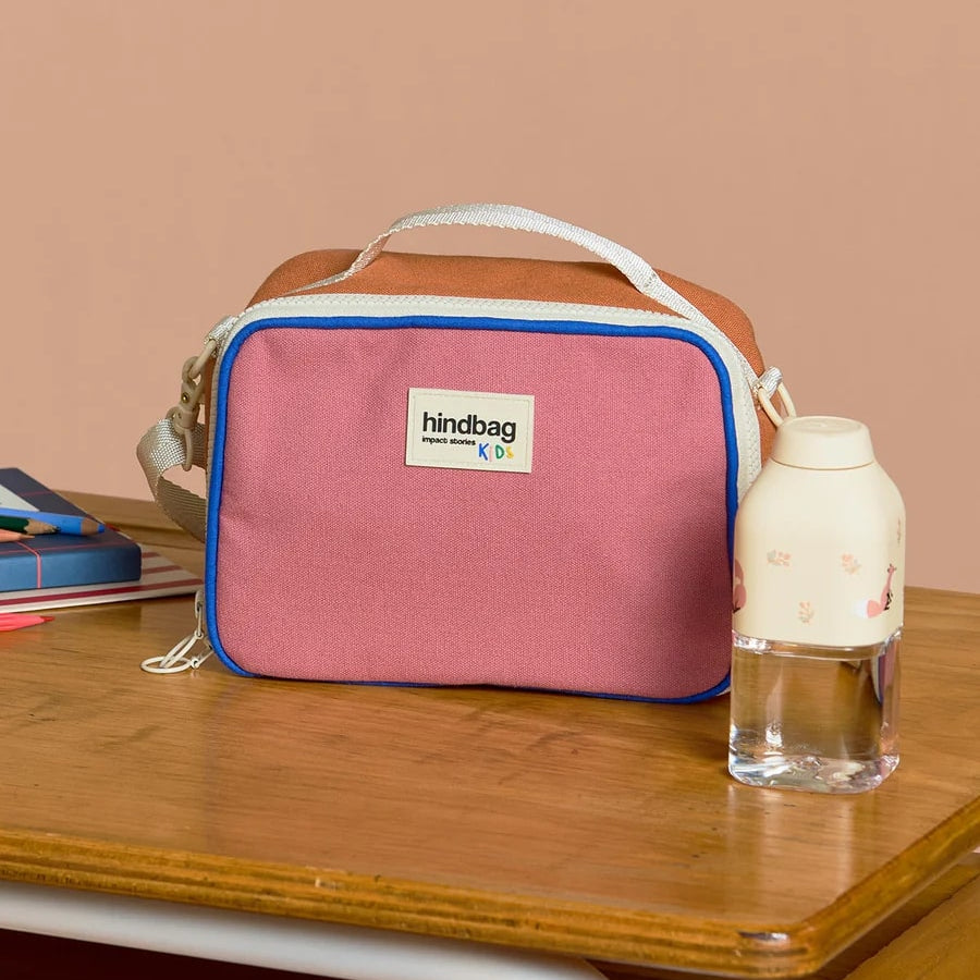 Torba termiczna z paskiem Elsa Hindbag - wygodna, eko, trwala, w stylu retro, izolacja termiczna, 100% bawełna organiczna, kolor: różowy