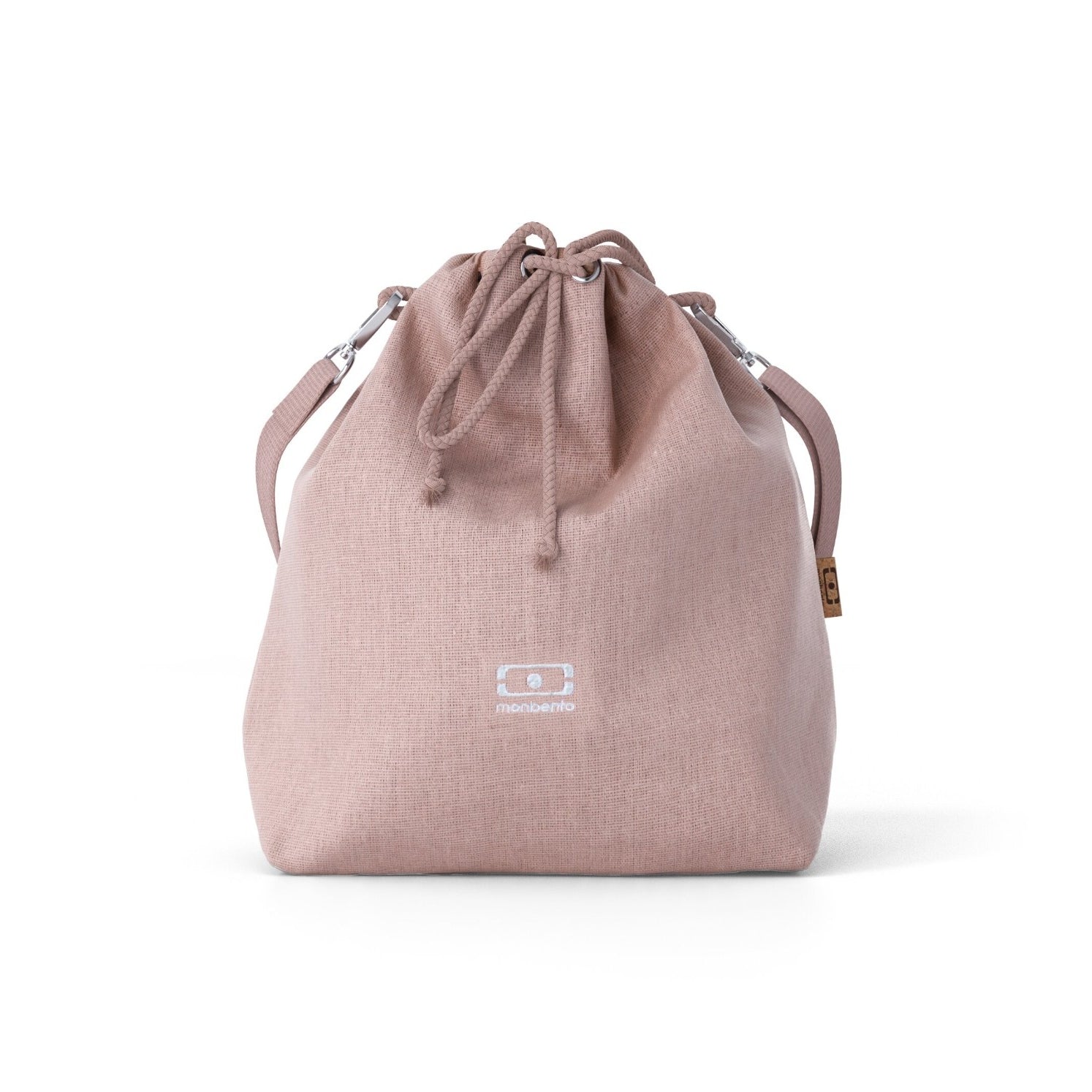 Różowo-beżowa torba termiczna na lunchbox Monbento Lunchbag z paskiem