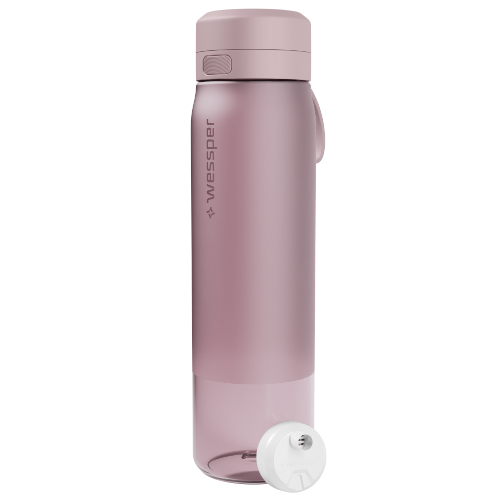 Wessper Actitex™ Pink – lekka, tritanowa butelka filtrująca z filtrem Actitex™, pojemna, 1 l,  wolna od BPA, odporna, szczelna i ekologiczna, kolor: różowa