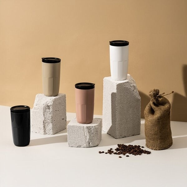 Wessper FIKA kubek wielorazowy 400 ml – na kawę i herbatę na wynos, bezpieczny, z pokrywką, do ciepłych i zimnych napojów, do zmywarki.