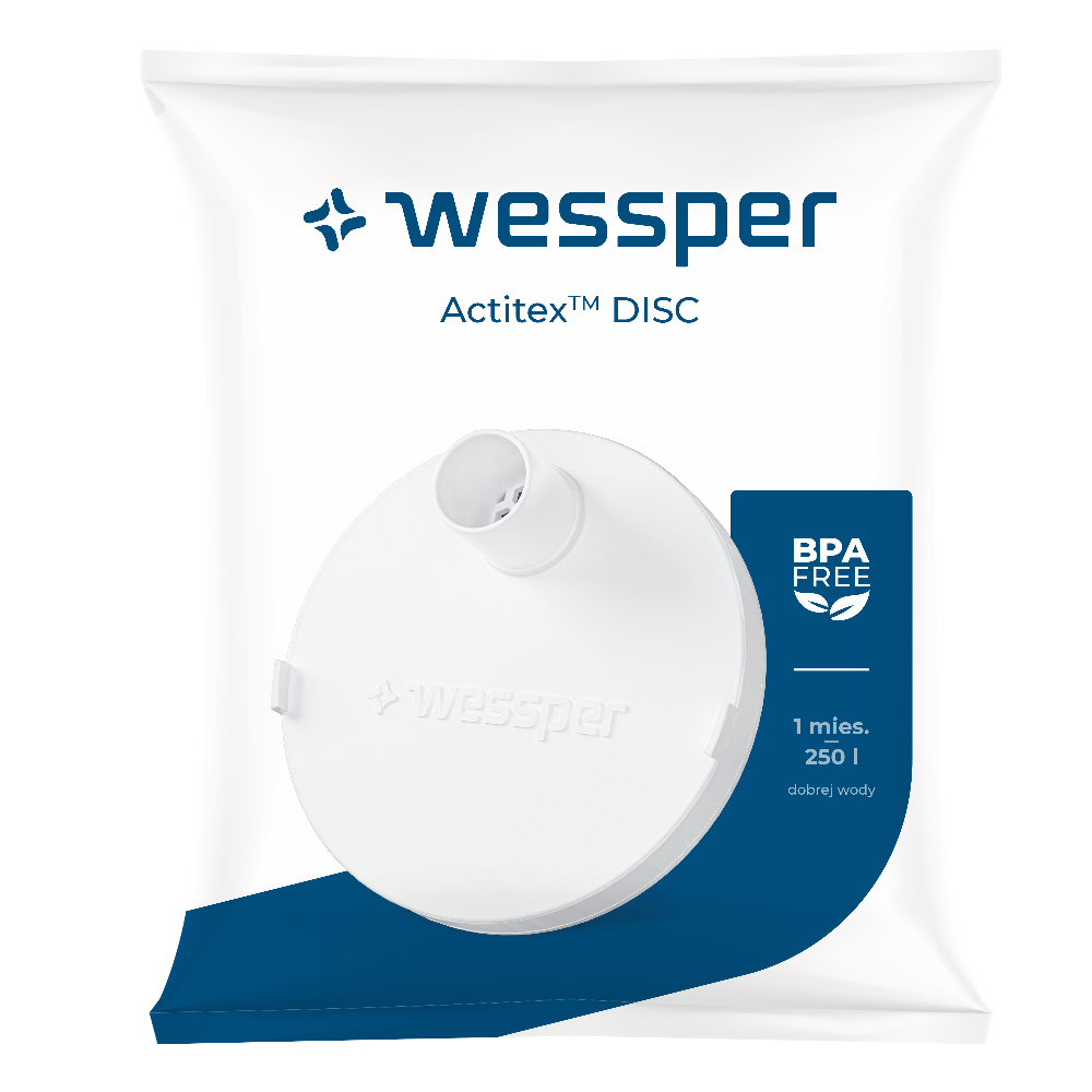 Wessper Actitex™ filtr do butelek 1L – usuwa chlor i zapachy, zachowuje minerały, wydajność do 250 l, pasuje do Wessper Actitex butelka tritanowa