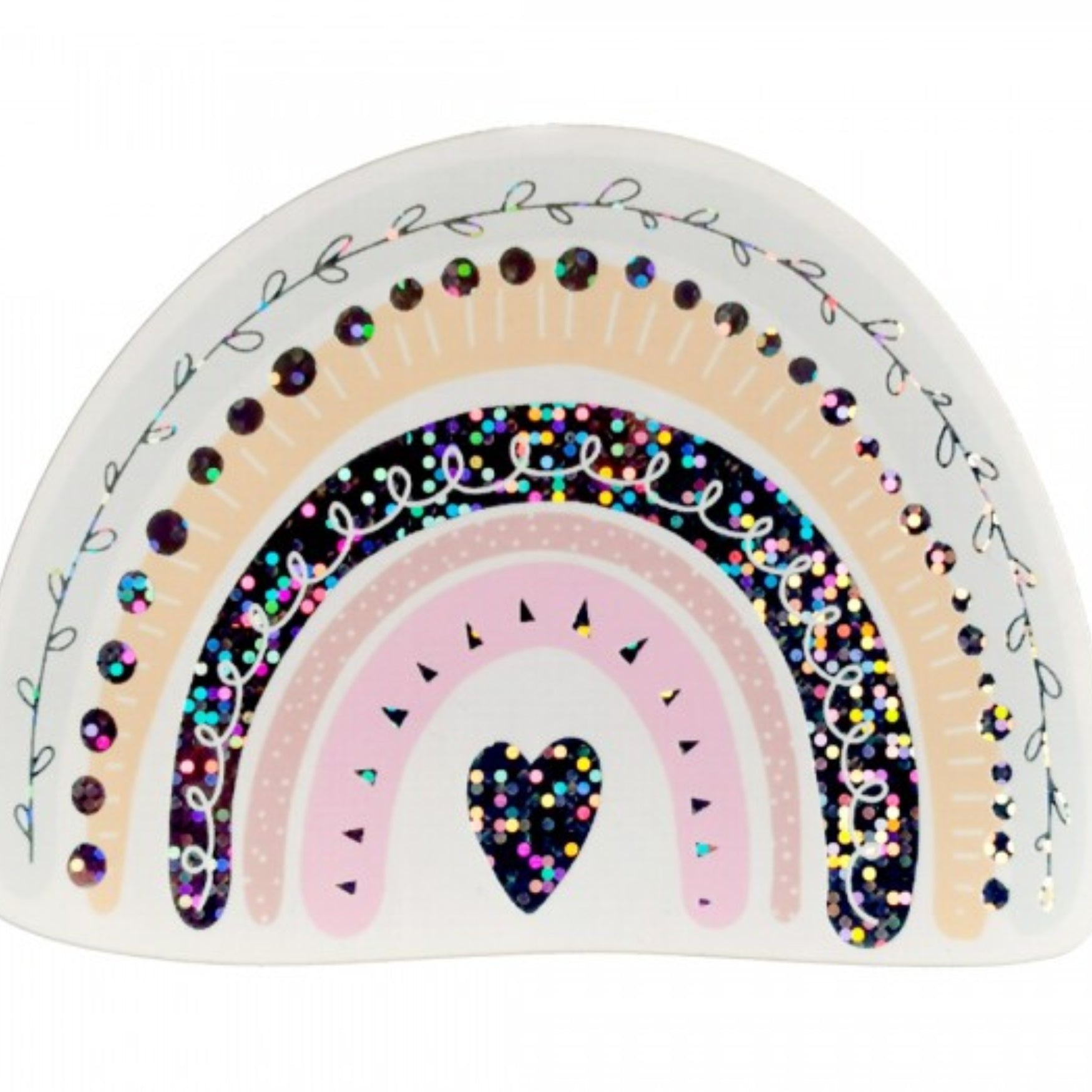 Naklejka tęcza Jabalou, holograficzna i wodoodporna, do personalizacji lunch boxa lub bidonu, trwała i bezpieczna dla dzieci.