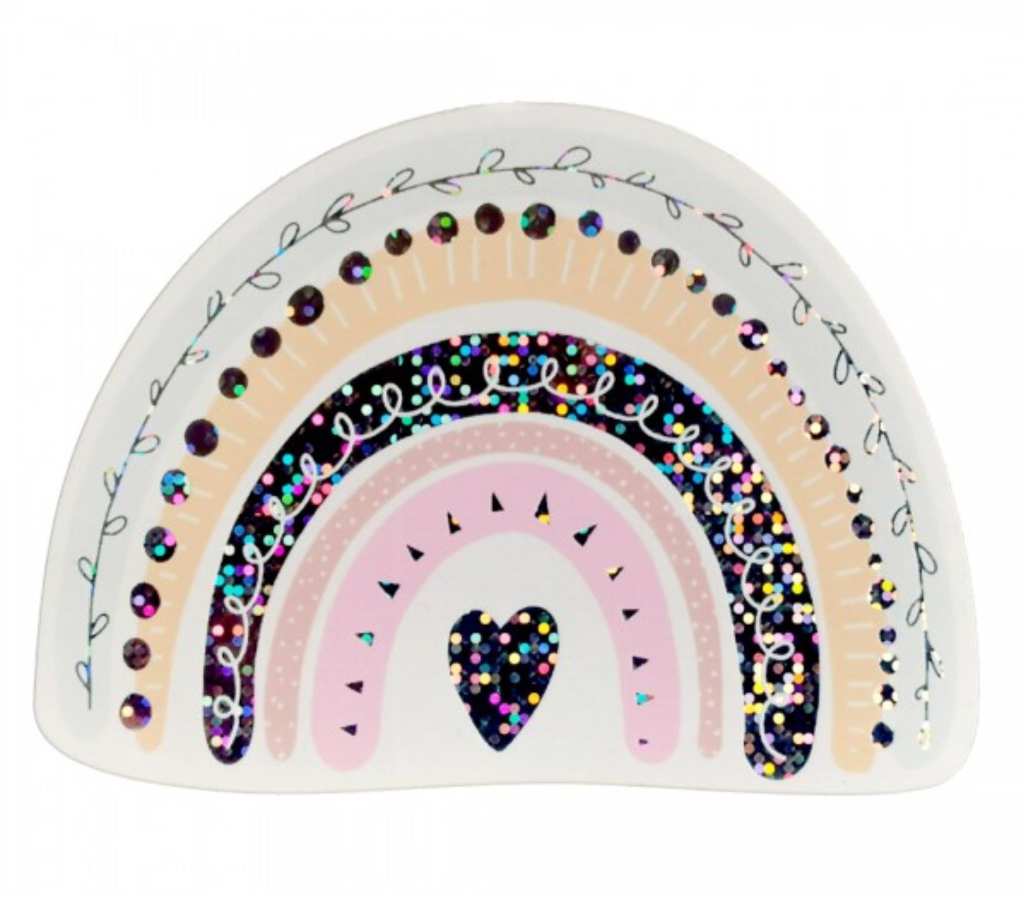 Naklejka tęcza Jabalou, holograficzna i wodoodporna, do personalizacji lunch boxa lub bidonu, trwała i bezpieczna dla dzieci.