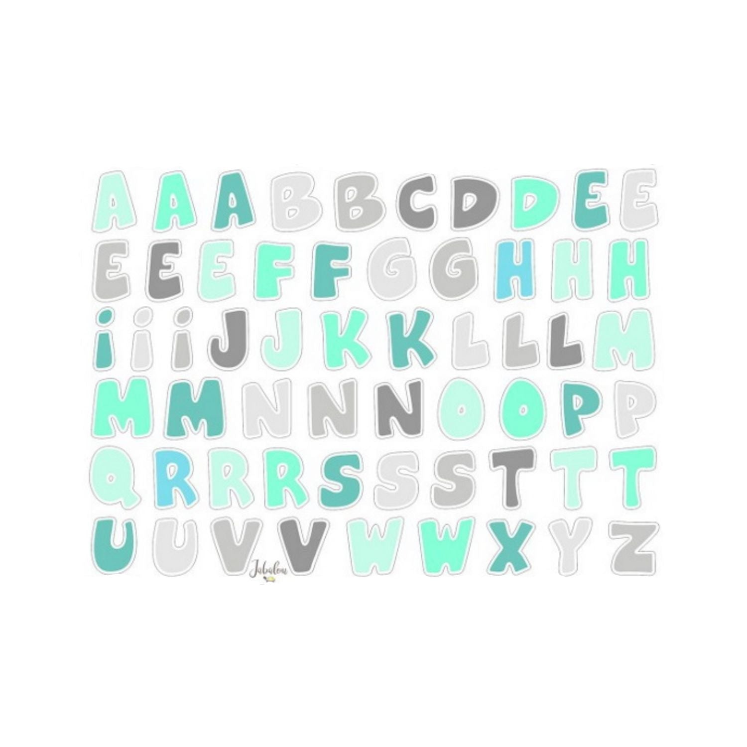 Kolorowe naklejki literki Jabalou, wodoodporne i trwałe, do podpisywania butelek i pojemników dla dzieci, wzór: pastelowe literki