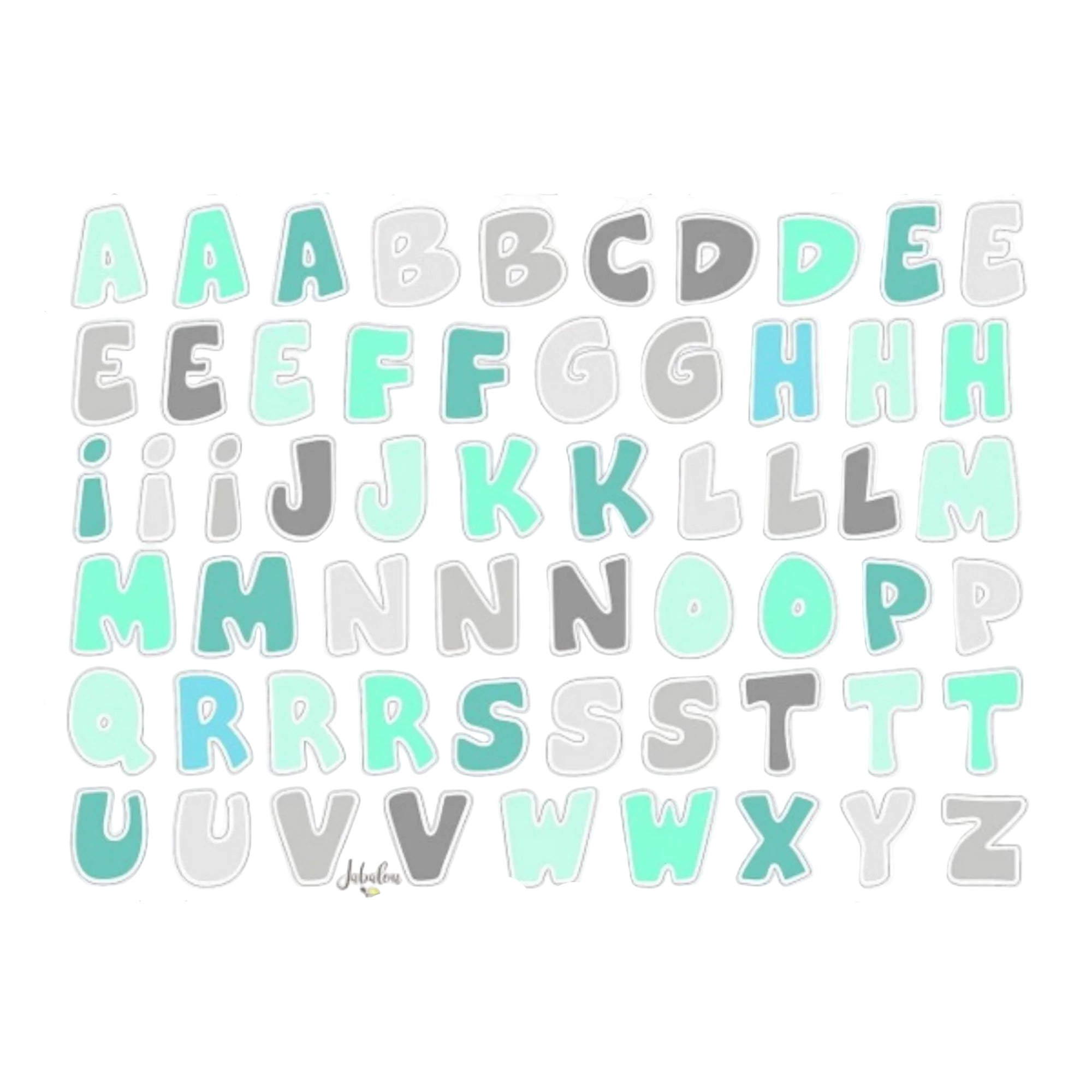 Kolorowe naklejki literki Jabalou, wodoodporne i trwałe, do podpisywania butelek i pojemników dla dzieci, wzór: pastelowe literki
