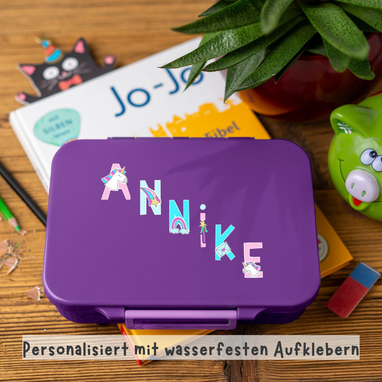 Wodoodporne naklejki na śniadaniówkę z jednorożcami