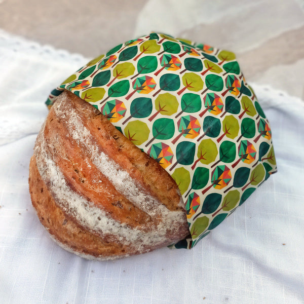 Woskowijka do kanapek BeePack® L – ekologiczne, wielorazowe opakowanie na żywność z naturalnych materiałów, zero plastiku, wzór: las