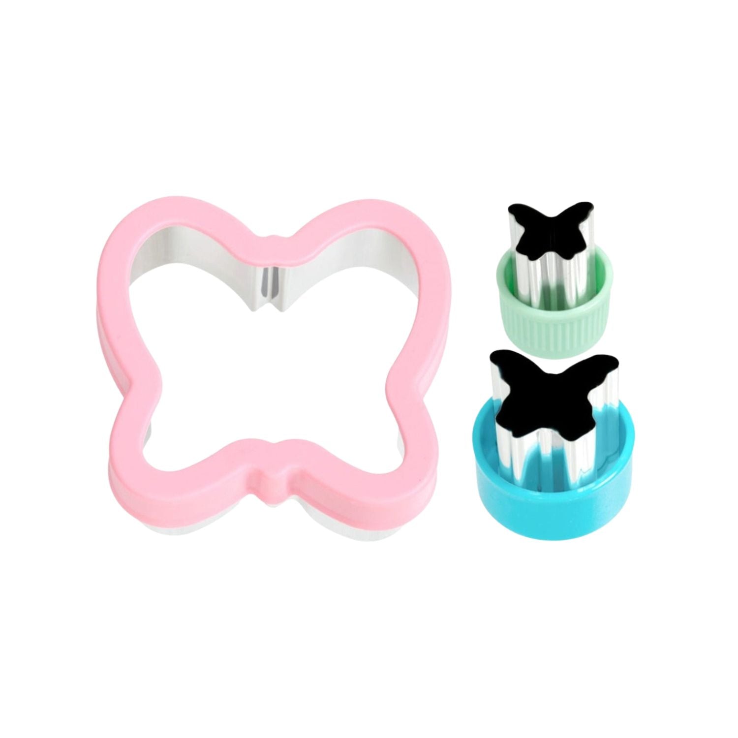 Wykrawacze Lekkabox motyl – zestaw 3 rozmiarów, stal nierdzewna, bezpieczne uchwyty, idealne do owoców, warzyw, kanapek i ciasteczek