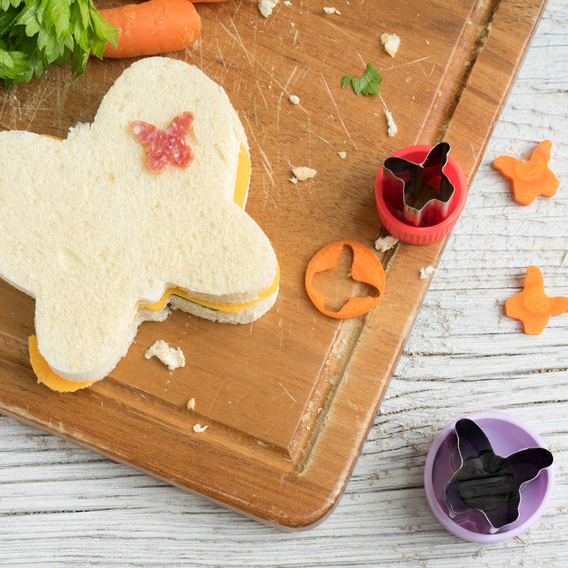 Wykrawacze Lekkabox motyl – zestaw 3 rozmiarów, stal nierdzewna, bezpieczne uchwyty, idealne do owoców, warzyw, kanapek i ciasteczek